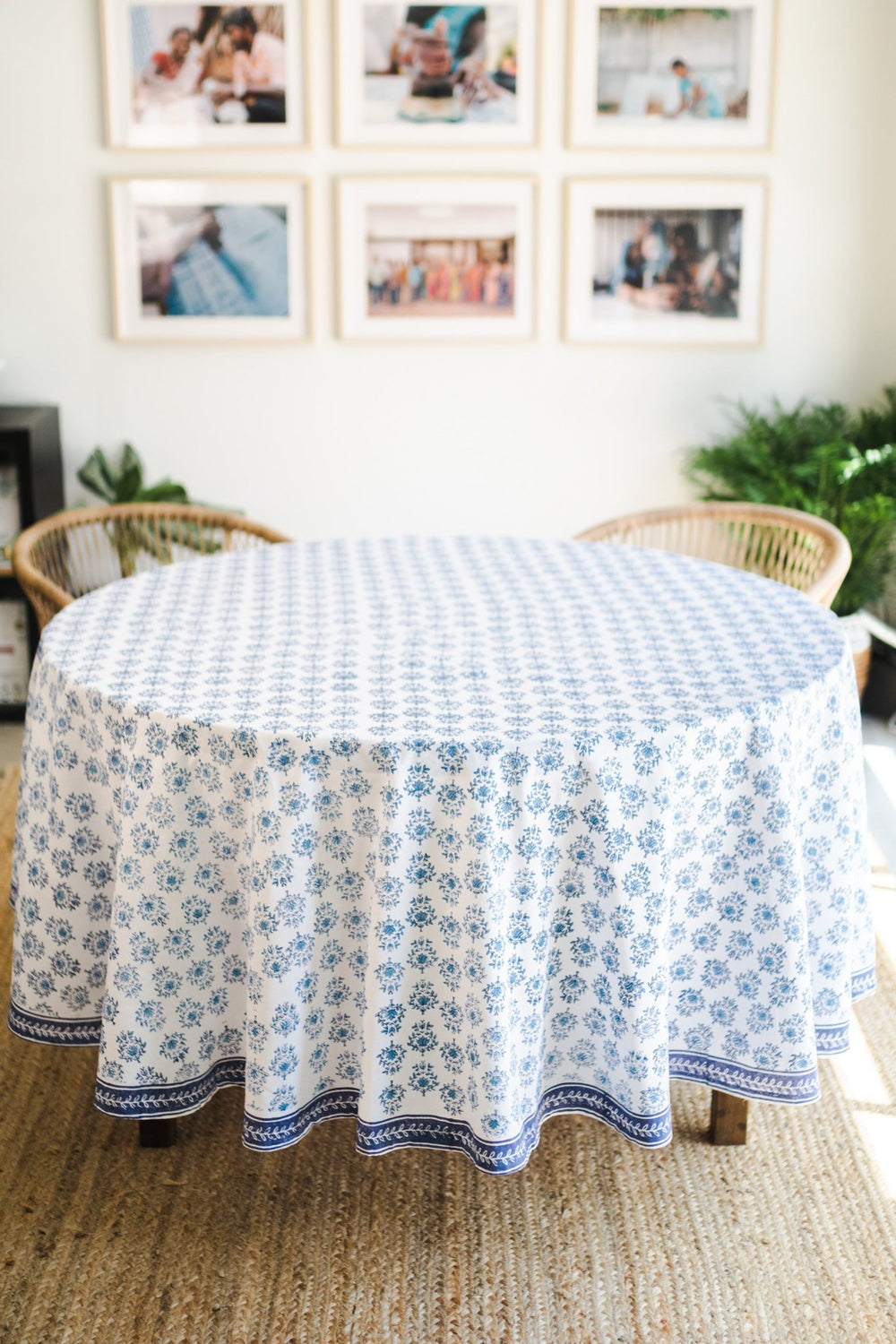 Round Tablecloth - Lotus, Uniform Blue & Navy - The Mended Company