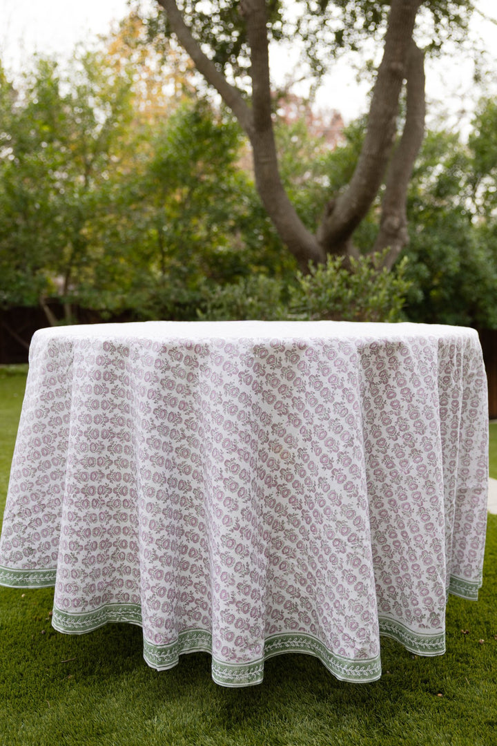 Round Tablecloth - Protea, Sage &amp; Lilac - The Mended Company