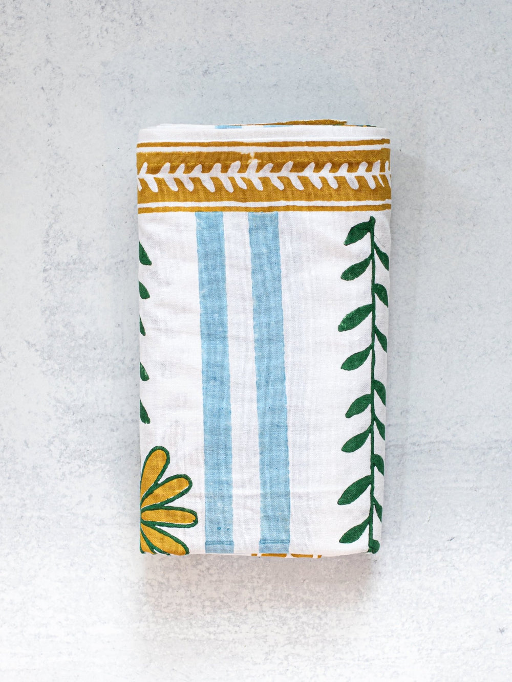 Round Tablecloth - The Elle, Evergreen & Mustard - The Mended Company