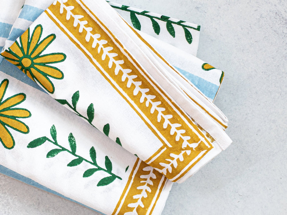 Round Tablecloth - The Elle, Evergreen & Mustard - The Mended Company