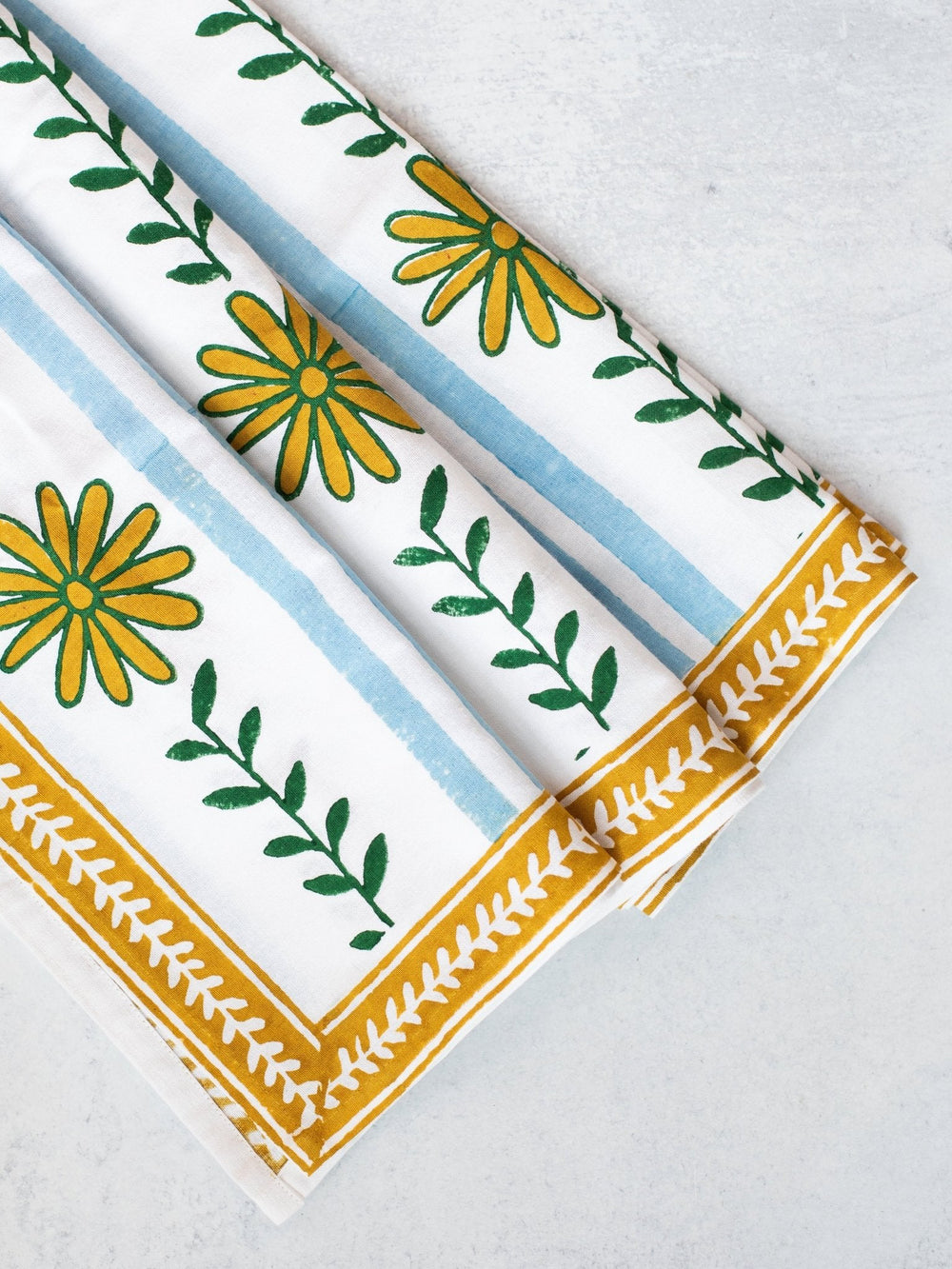 Round Tablecloth - The Elle, Evergreen & Mustard - The Mended Company
