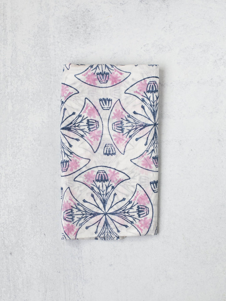 Sarong - Ivory Voile - Mosaic, Navy &amp; Lilac - The Mended Company