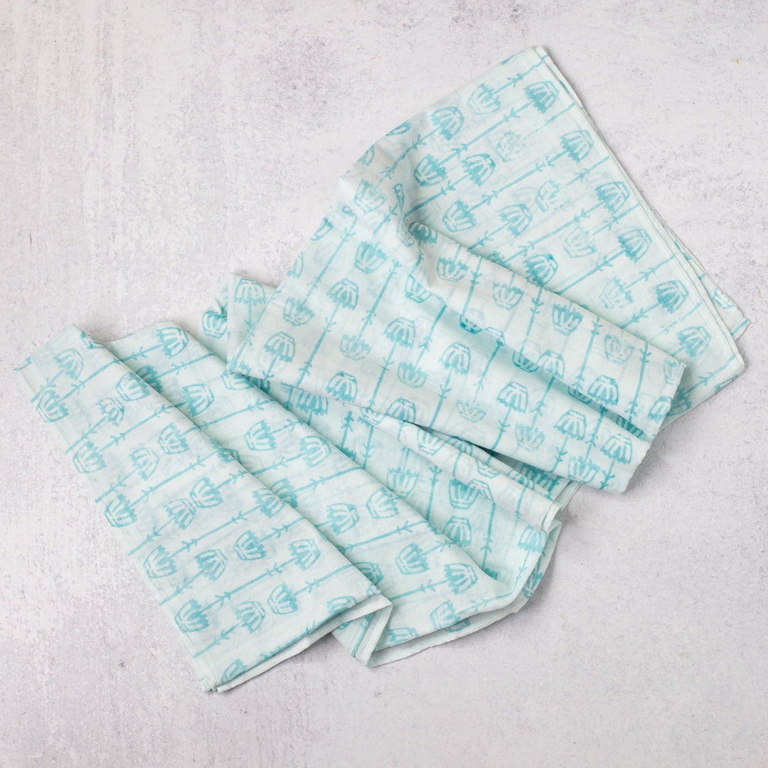 Sarong - Voile Teal - Mosaic Flower, Saltwater - The Mended Company