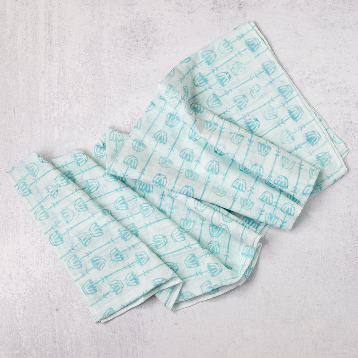 Sarong - Voile Teal - Mosaic Flower, Saltwater - The Mended Company