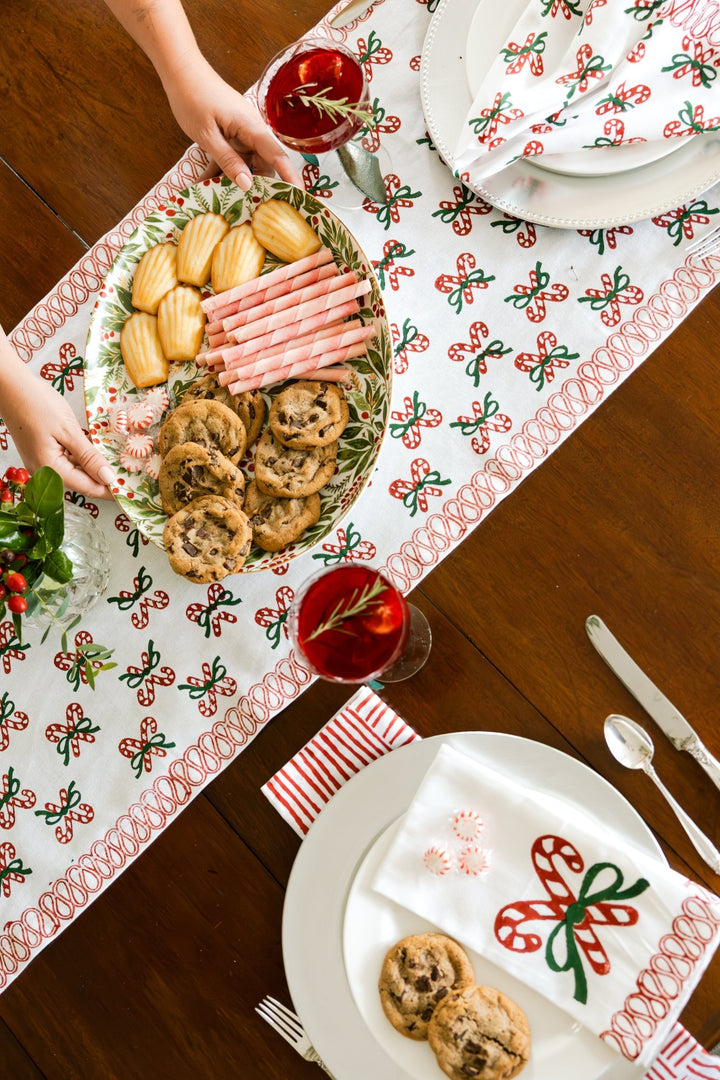 Table Runner - Candy Cane, Evergreen &amp; Red - The Mended Company