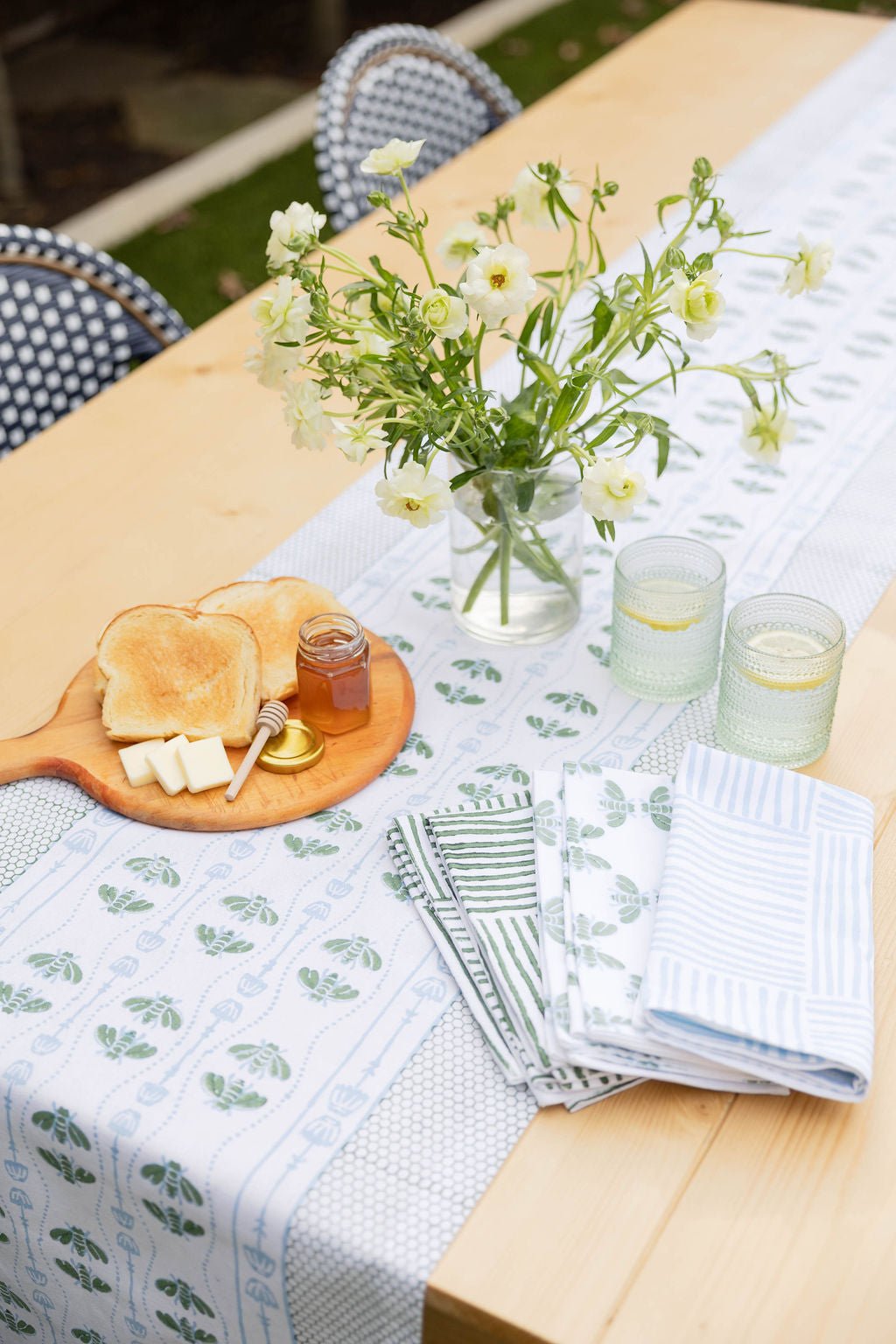 Table Runner - Honeybee - Uniform Blue &amp; Sage - The Mended Company