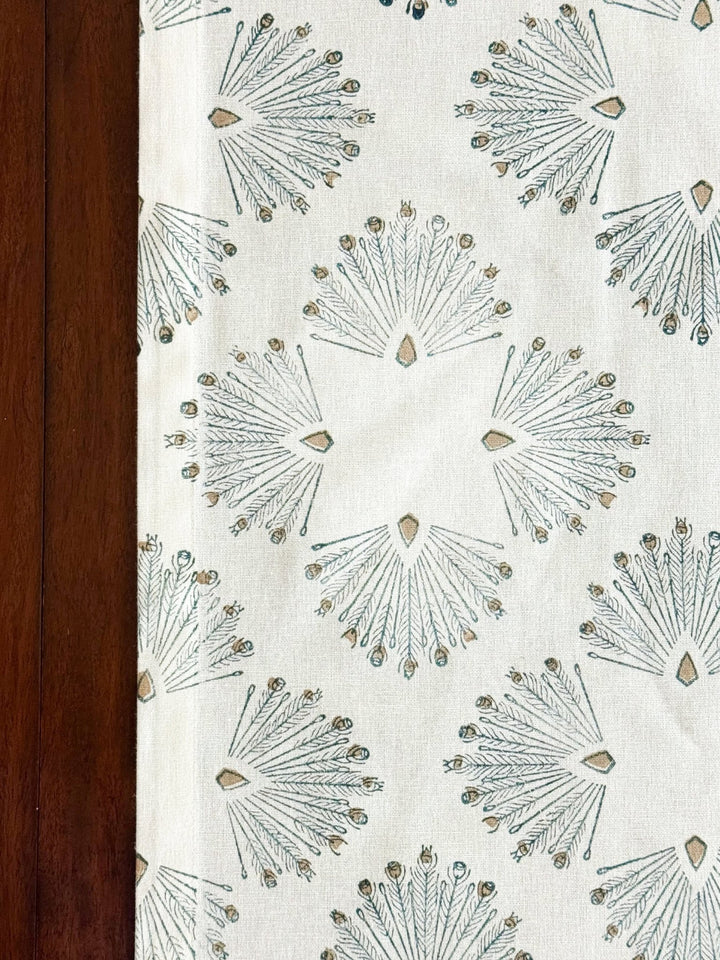 Table Runner (Ivory) - Peacock Paradise - Midnight - The Mended Company