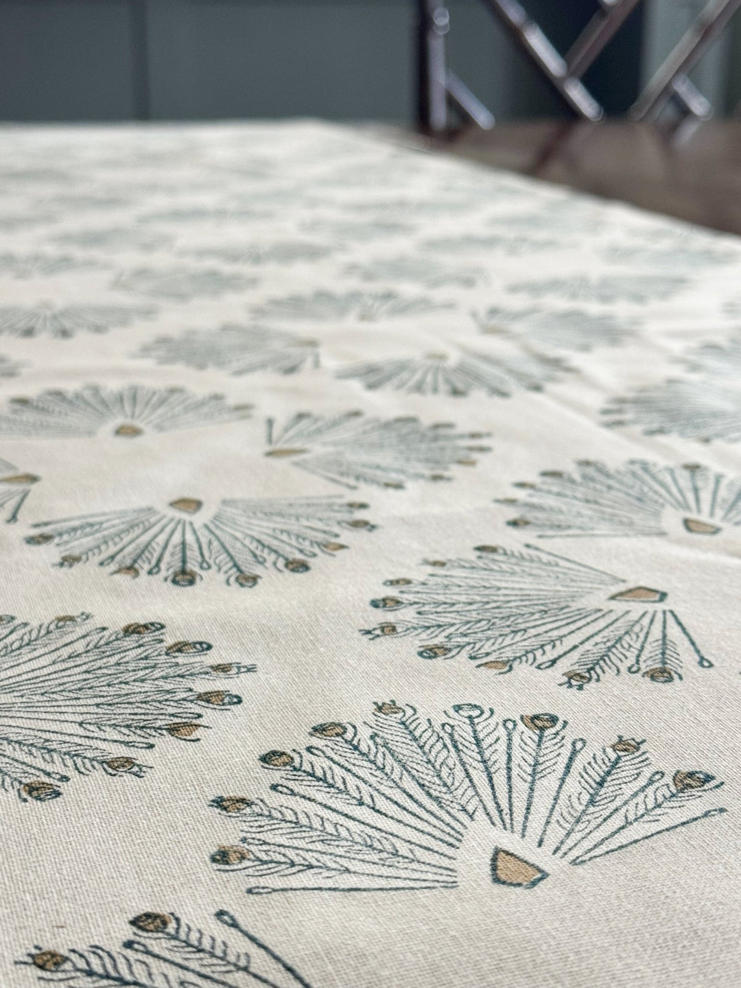 Table Runner (Ivory) - Peacock Paradise - Midnight - The Mended Company