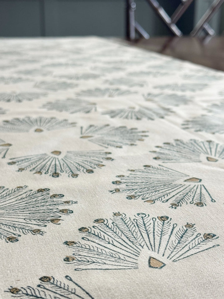 Table Runner (Ivory) - Peacock Paradise - Midnight - The Mended Company