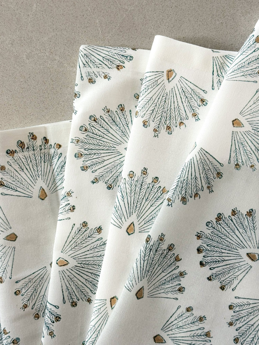 Table Runner (Ivory) - Peacock Paradise - Midnight - The Mended Company