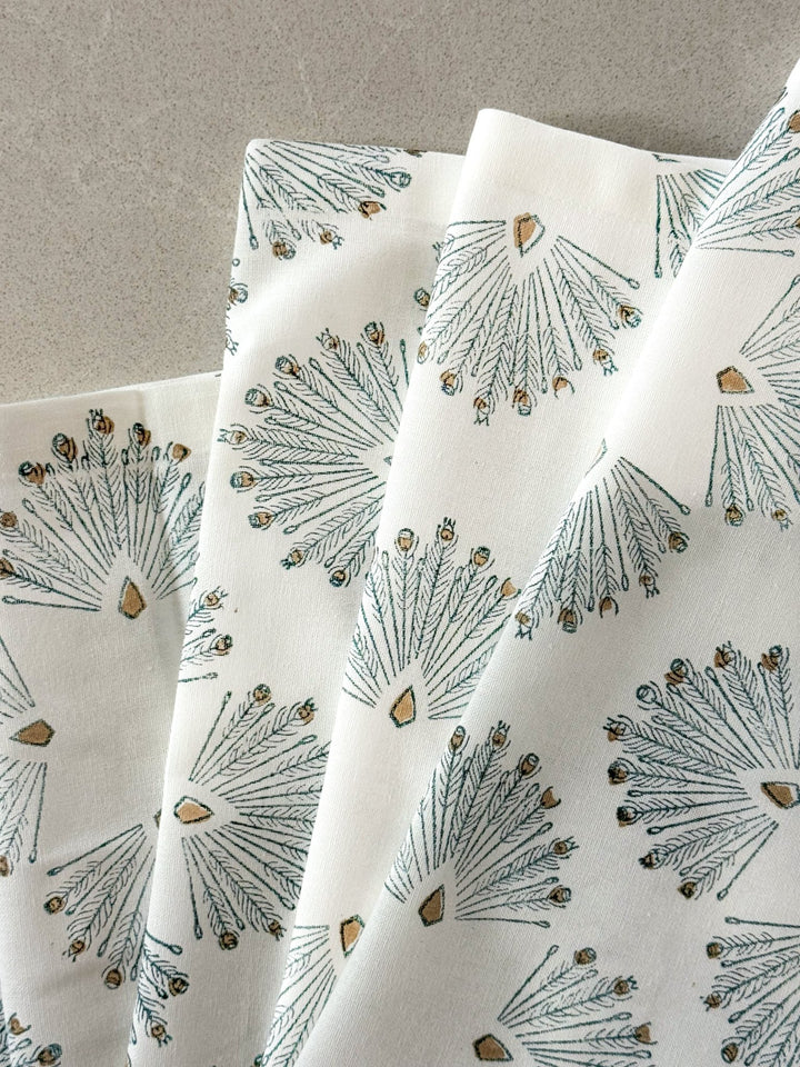 Table Runner (Ivory) - Peacock Paradise - Midnight - The Mended Company