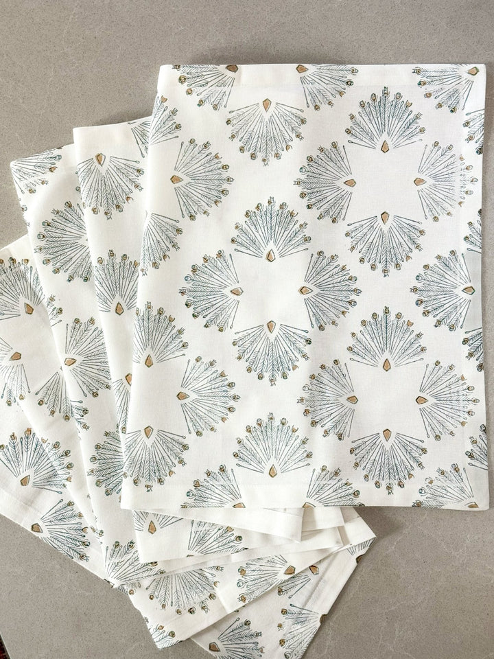 Table Runner (Ivory) - Peacock Paradise - Midnight - The Mended Company