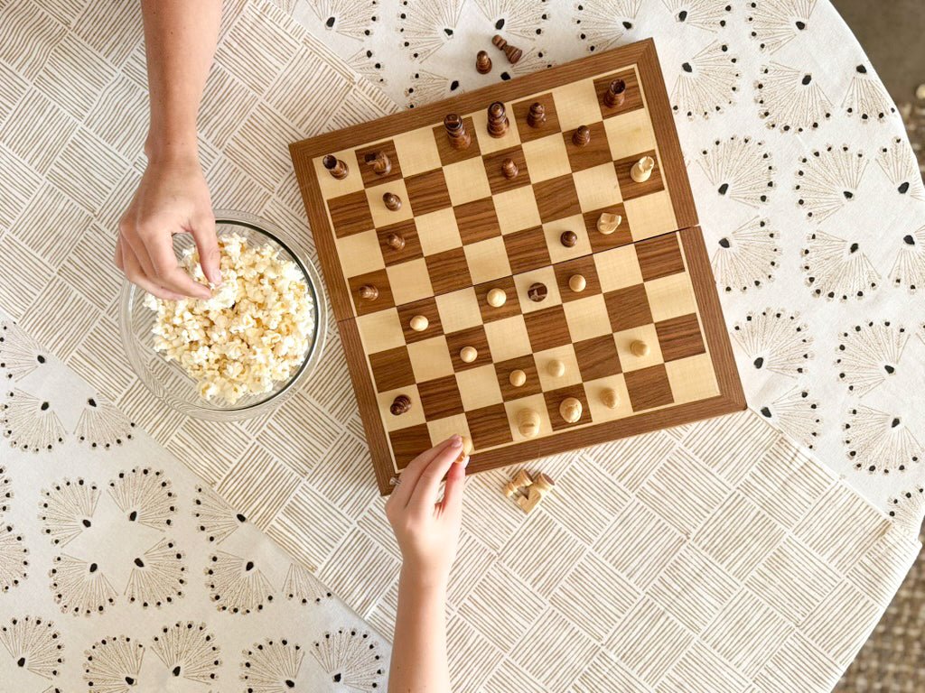 Table Runner (Ivory) - Striped, Chai - The Mended Company