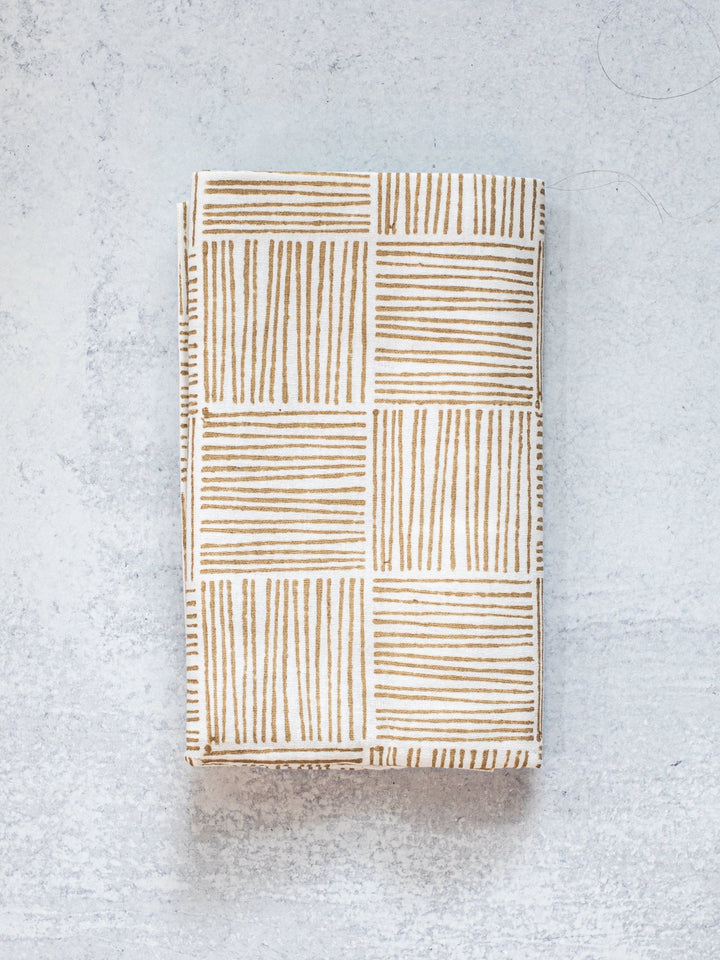 Table Runner (Ivory) - Striped, Chai - The Mended Company