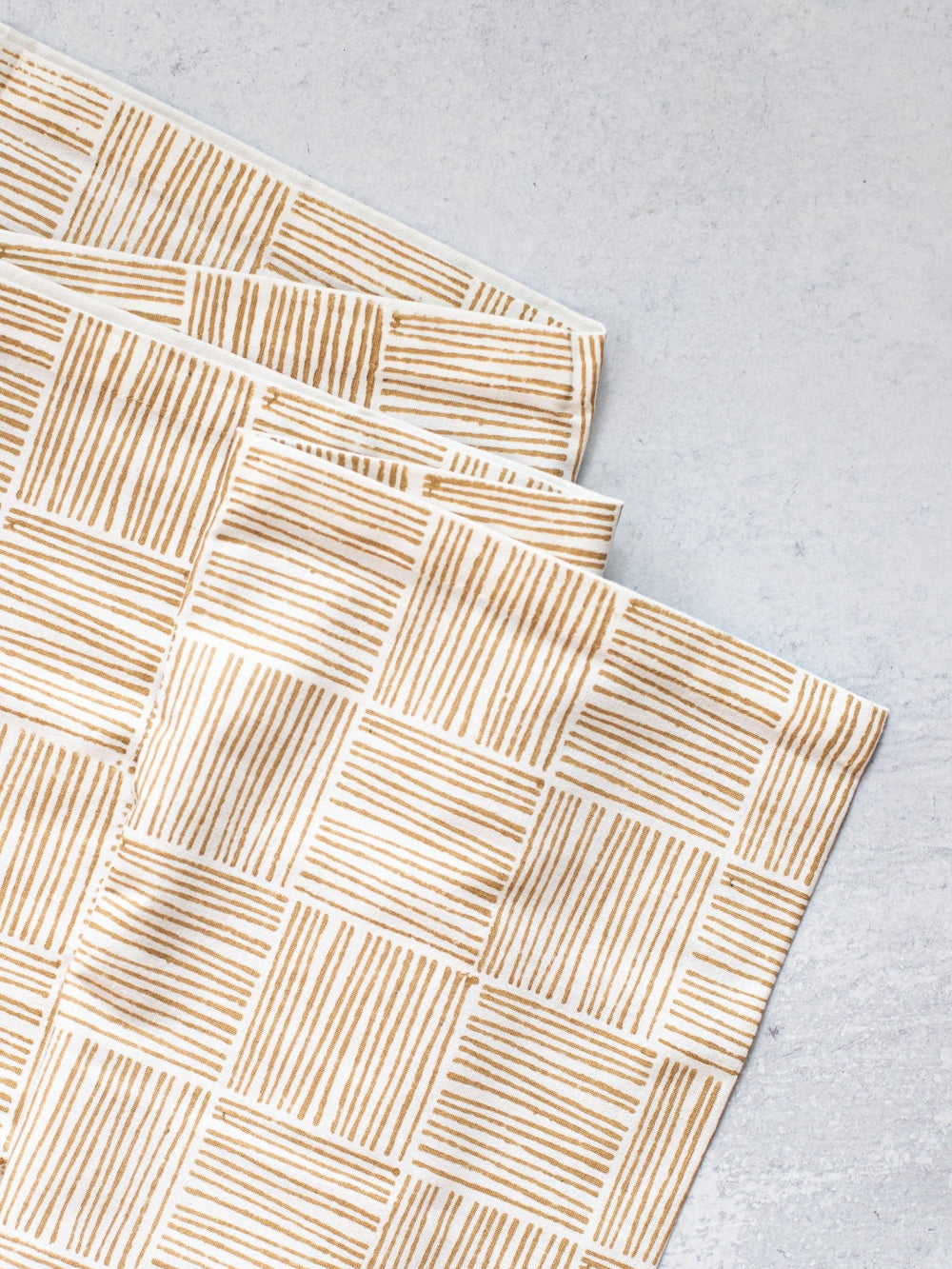 Table Runner (Ivory) - Striped, Chai - The Mended Company