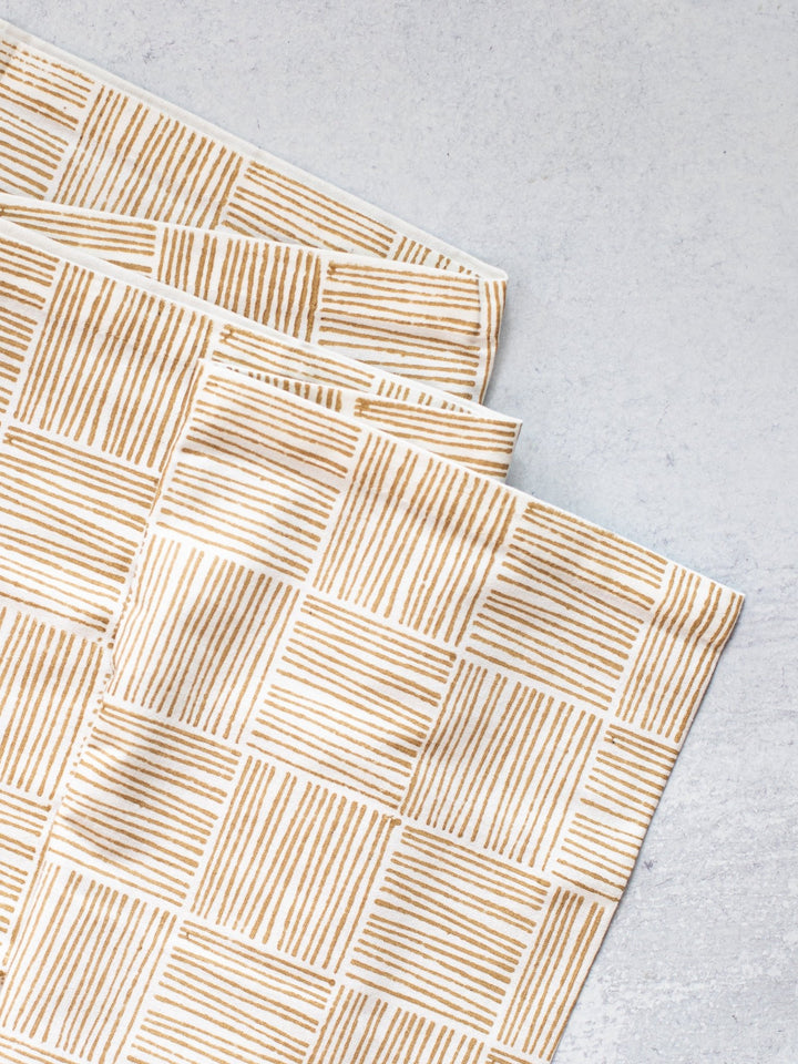 Table Runner (Ivory) - Striped, Chai - The Mended Company