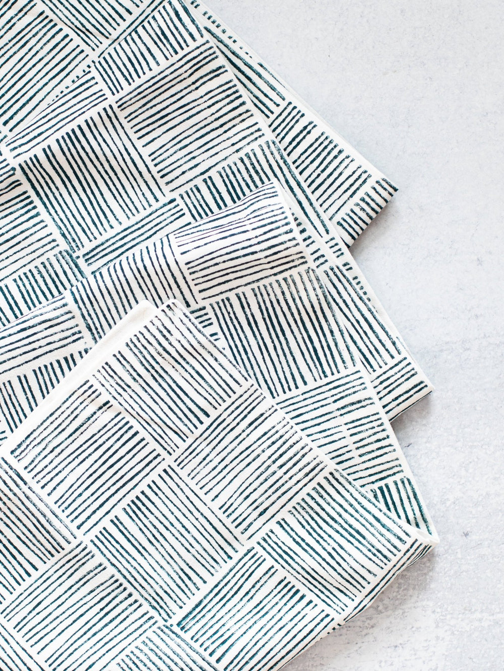 Table Runner (Ivory) - Striped, Midnight - The Mended Company