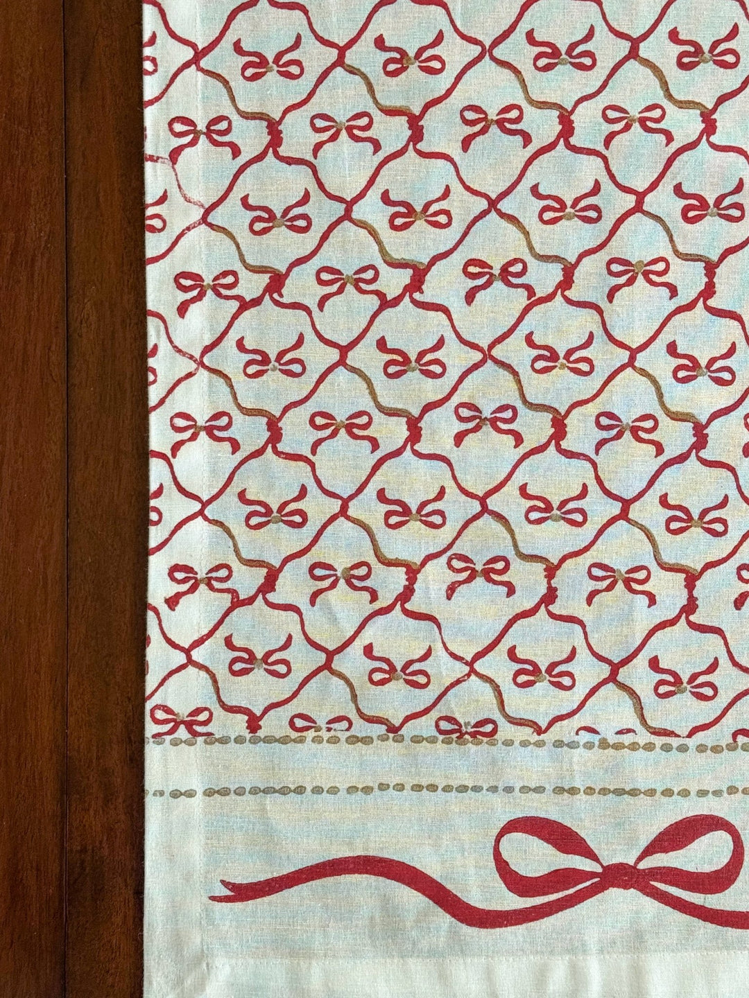 Table Runner - Lattice Bow, Red & Gold - The Mended Company