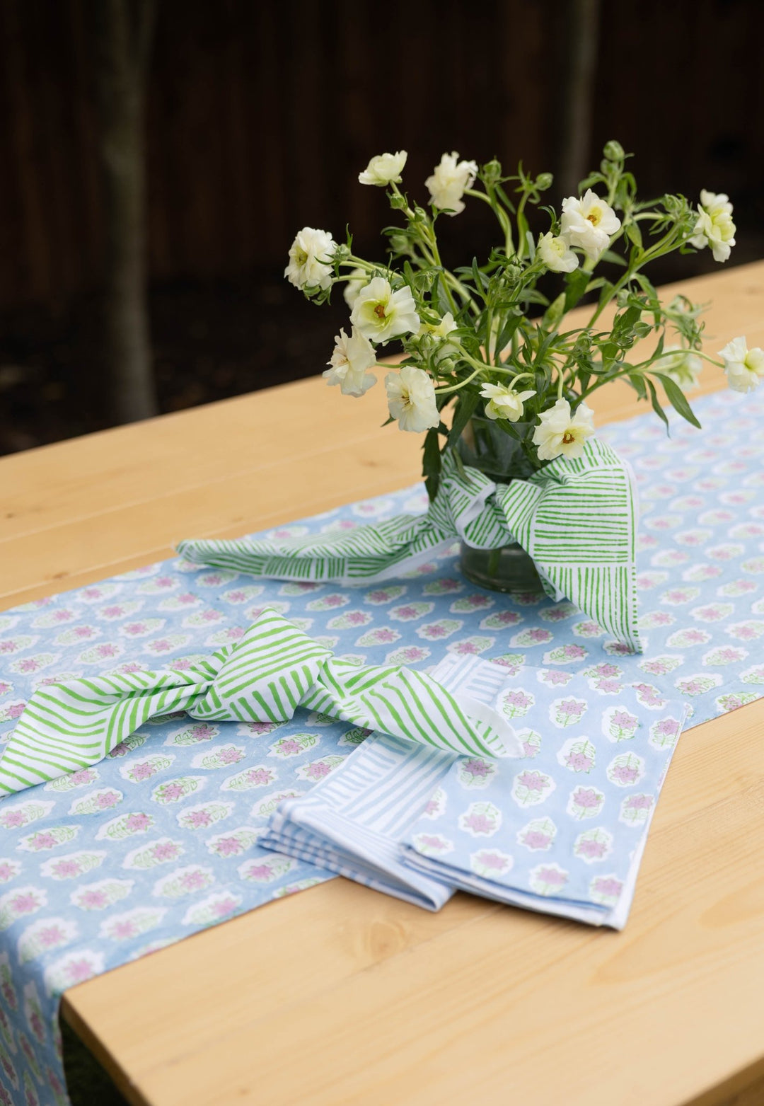 Table Runner - Lily - Uniform Blue - The Mended Company