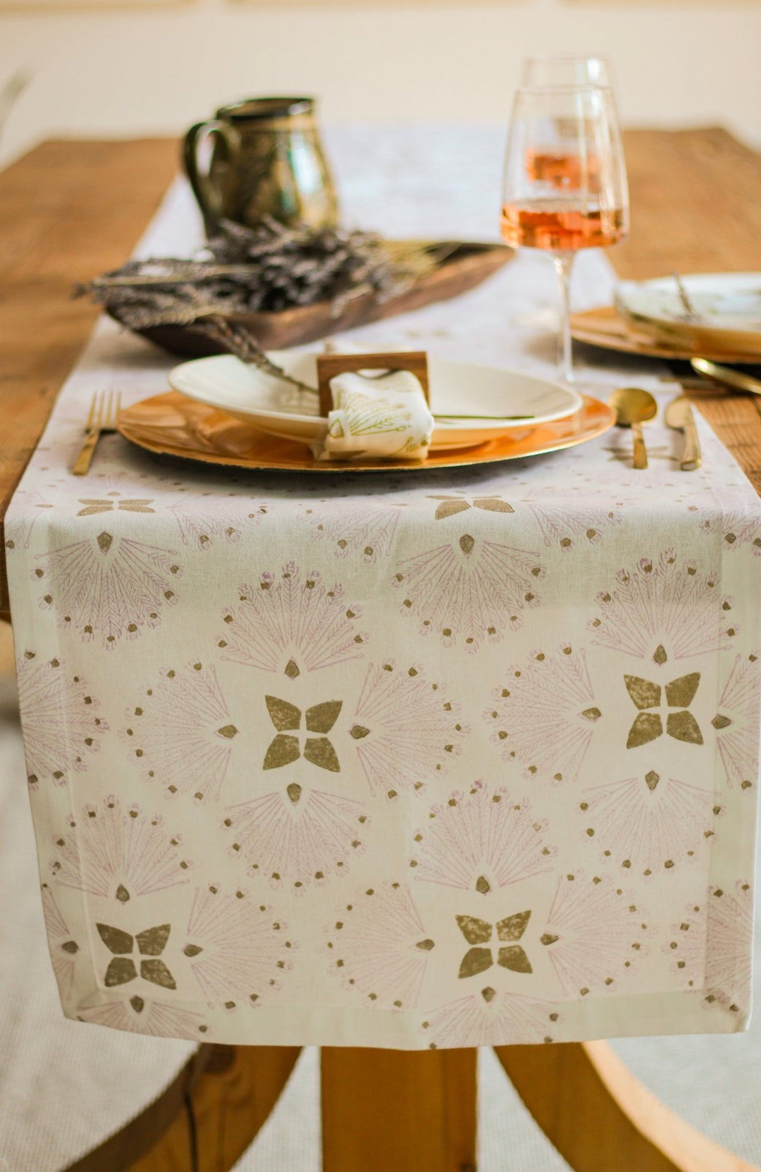 Table Runner - Peacock, Lilac & Gold - The Mended Company