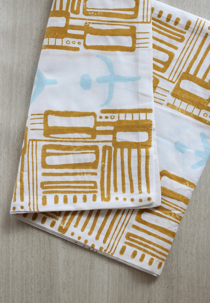 Table Runner - Riley, Mustard & Sky Blue - The Mended Company