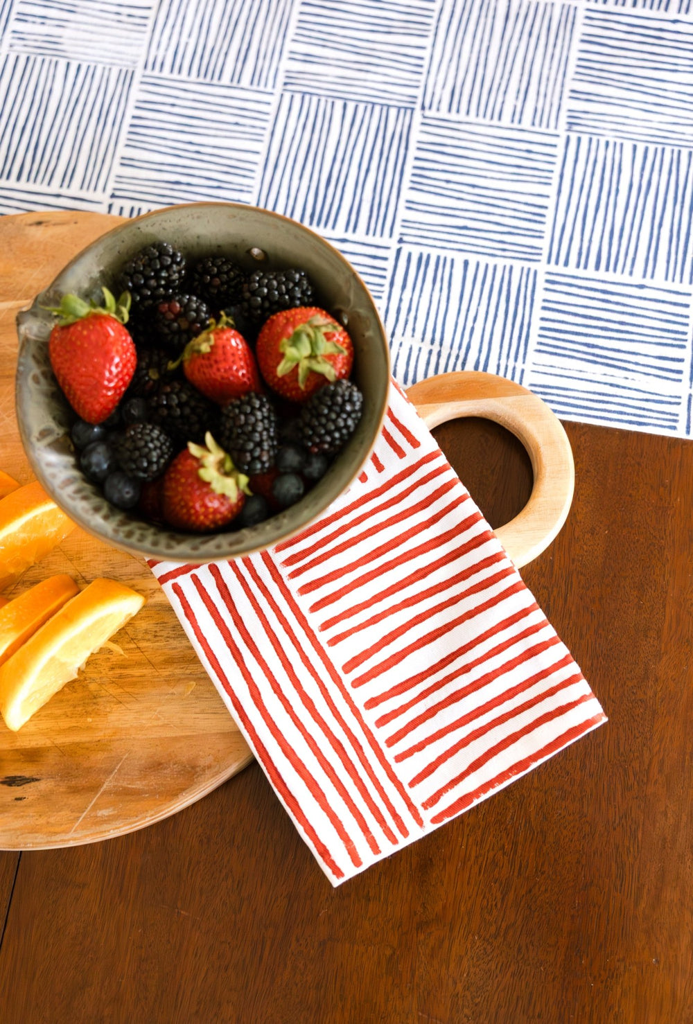 Table Runner - Stripe, Navy - The Mended Company