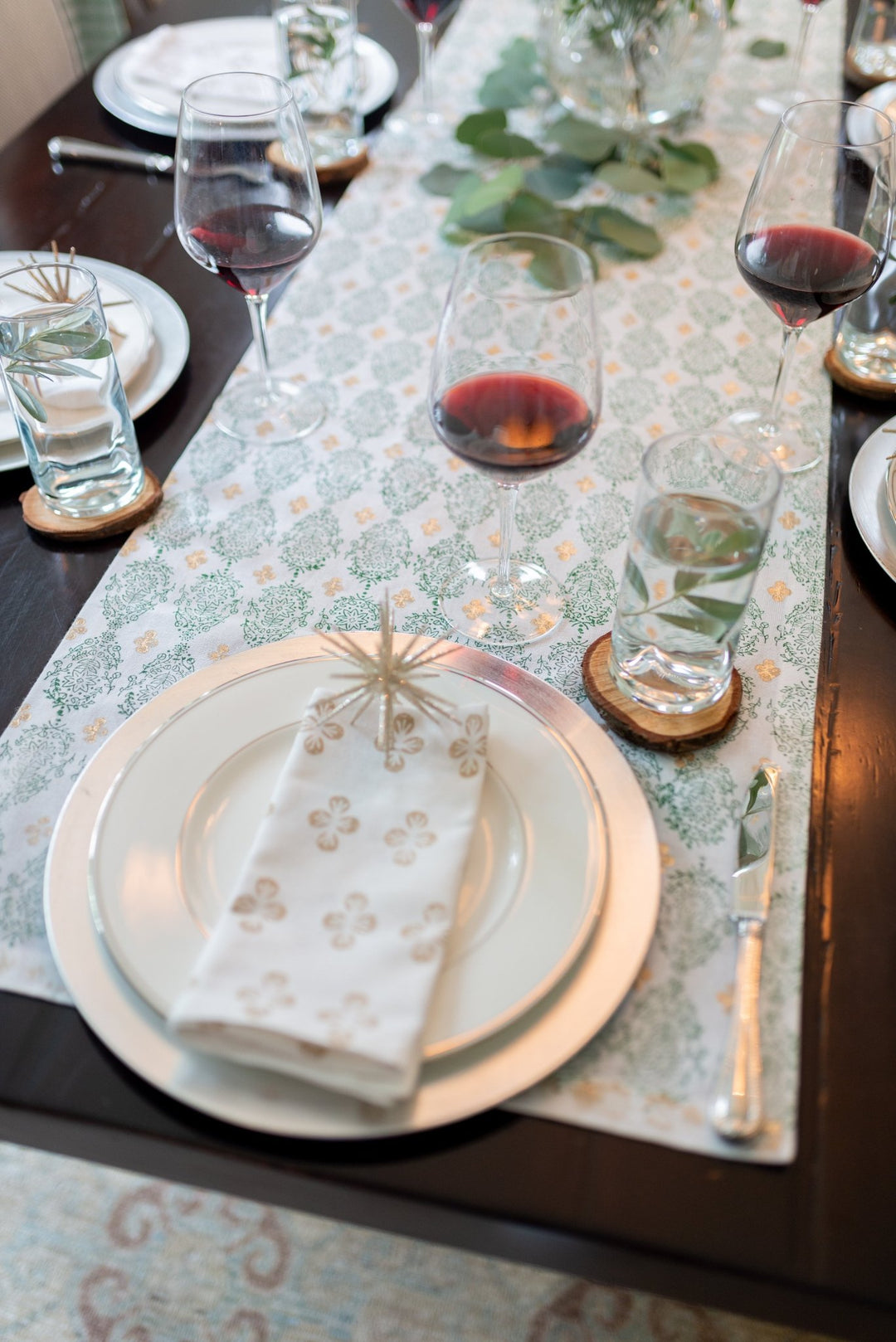 Table Runner - Vara Dogwood, Evergreen & Gold - The Mended Company