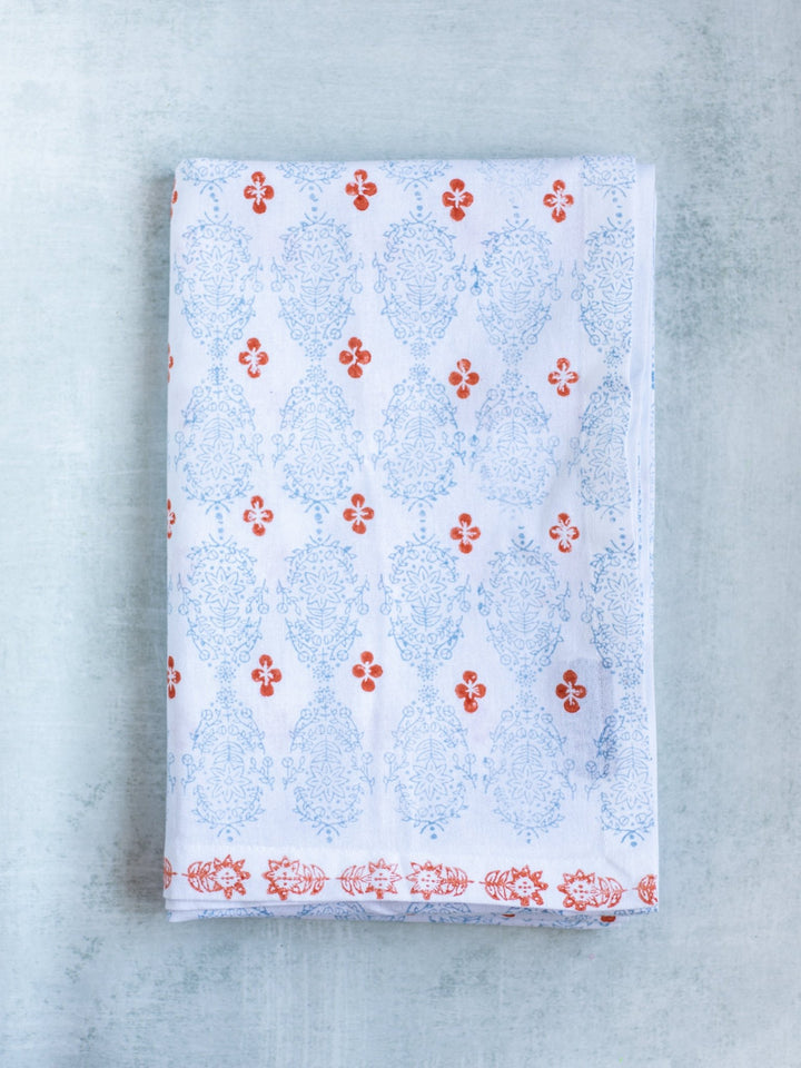 Table Runner - Vara Dogwood, Uniform Blue & Orange - The Mended Company