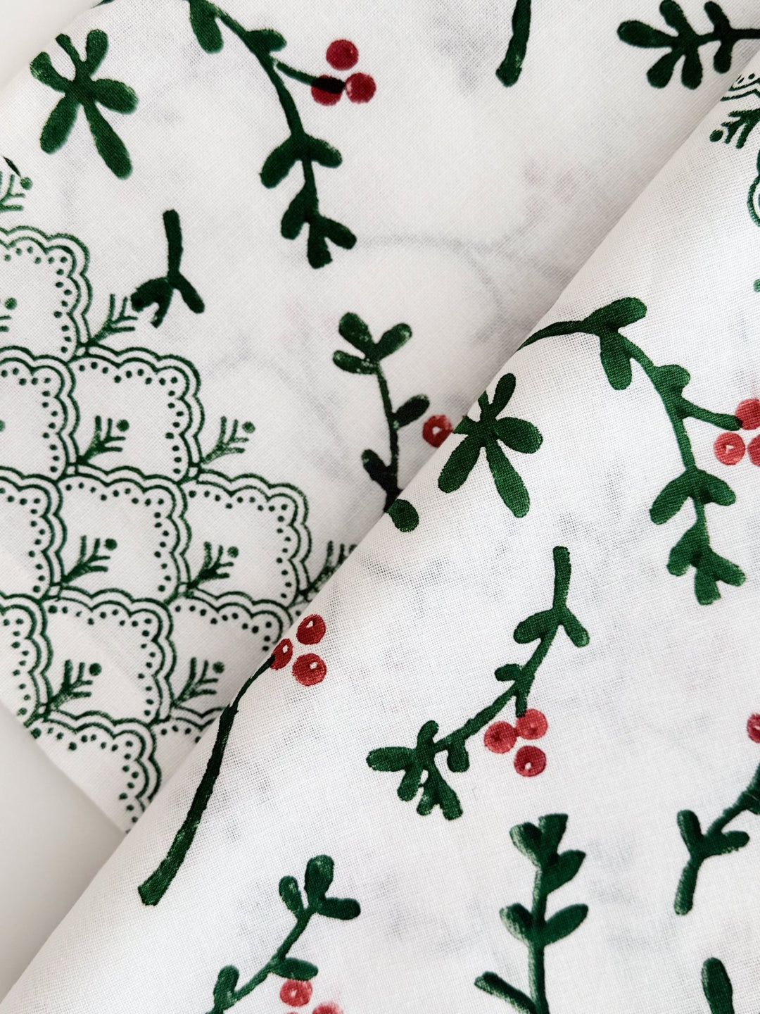 Table Runner - Winterberry, Evergreen &amp; Red - The Mended Company