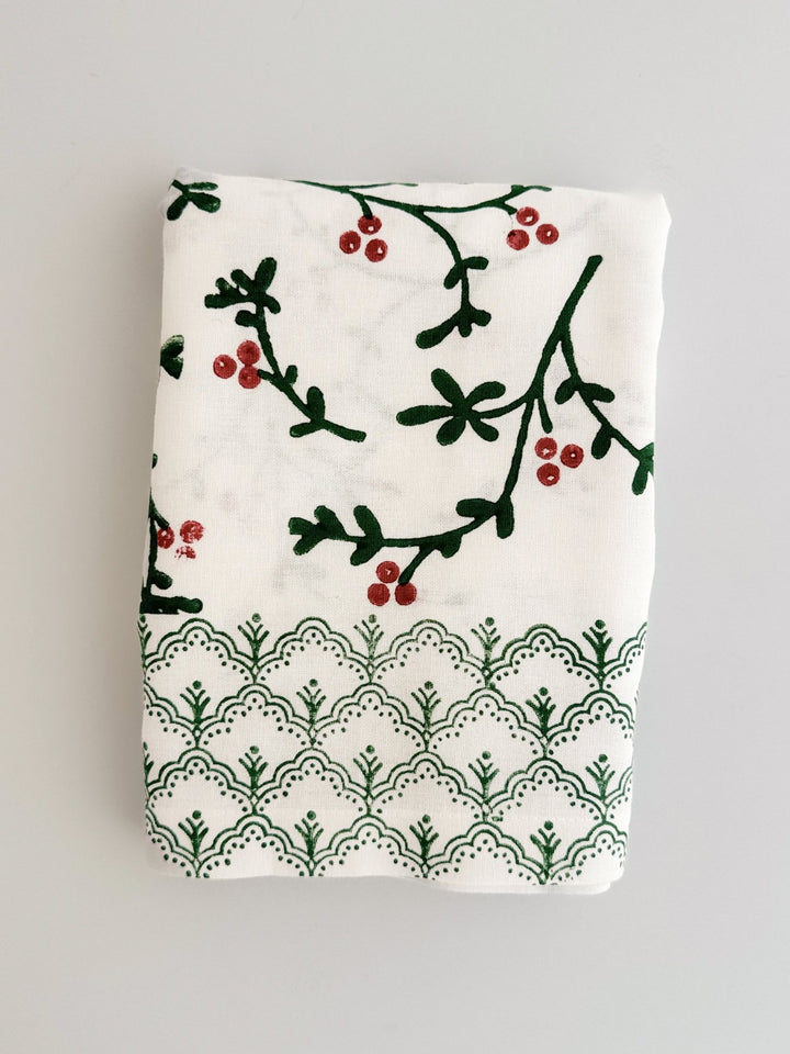 Table Runner - Winterberry, Evergreen &amp; Red - The Mended Company