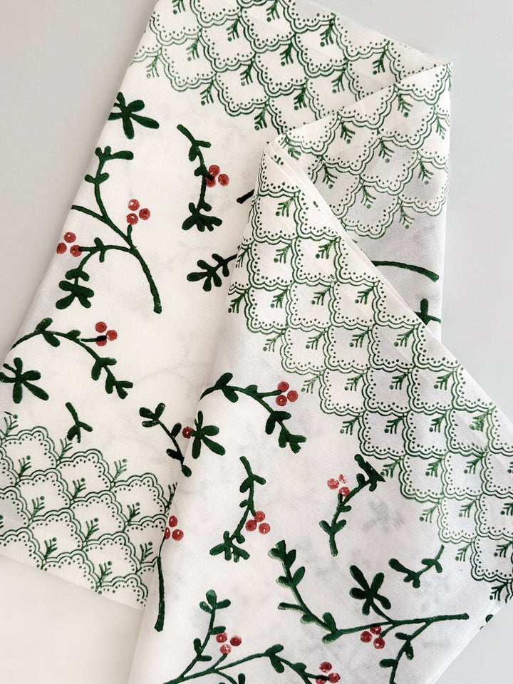 Table Runner - Winterberry, Evergreen &amp; Red - The Mended Company