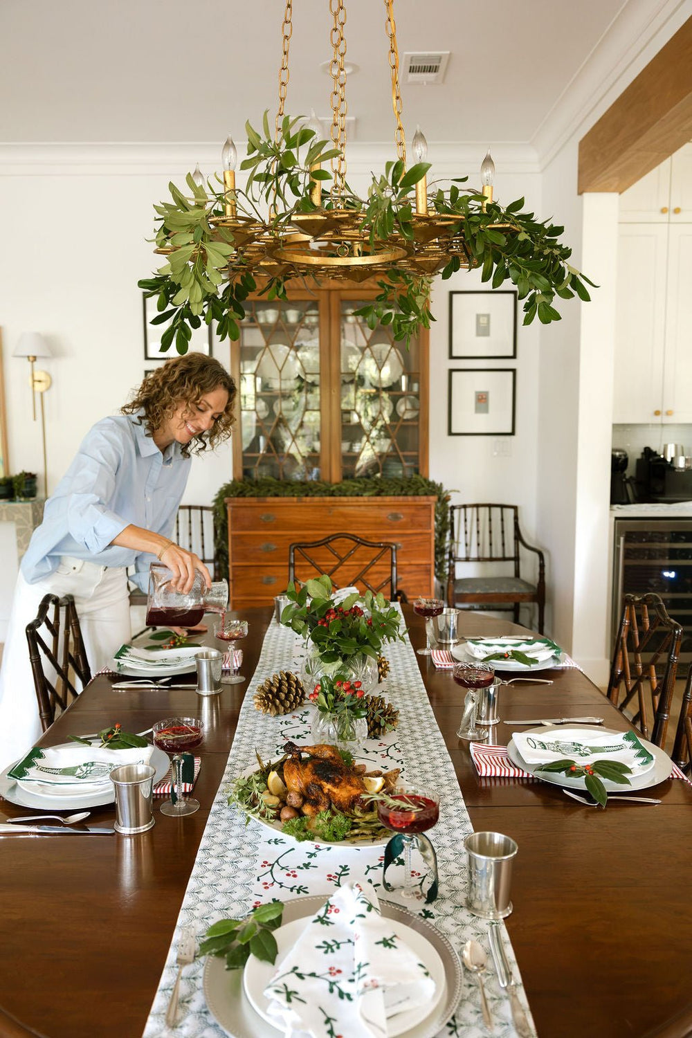 Table Runner - Winterberry, Evergreen & Red - The Mended Company