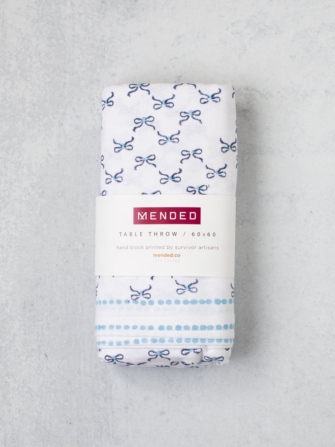 Table Throw - Bow, Navy & Uniform Blue - The Mended Company
