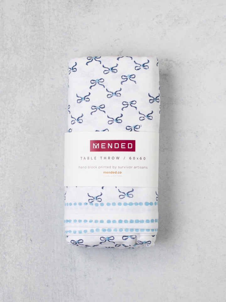 Table Throw - Bow, Navy &amp; Uniform Blue - The Mended Company