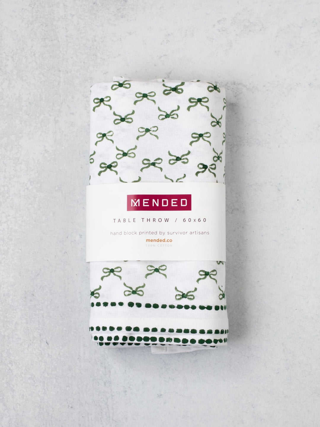 Table Throw - Bow, Sage &amp; Evergreen - The Mended Company