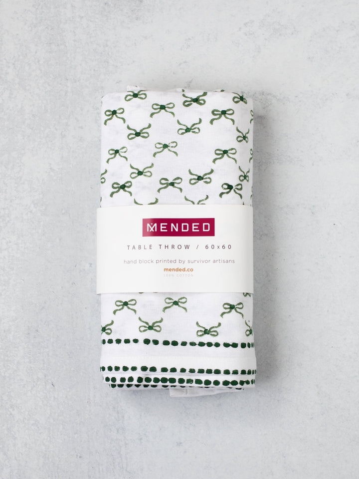 Table Throw - Bow, Sage &amp; Evergreen - The Mended Company