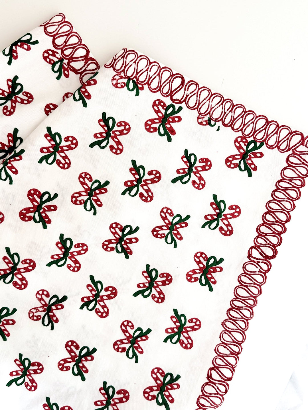 Table Throw - Candy Cane, Evergreen &amp; Red - The Mended Company