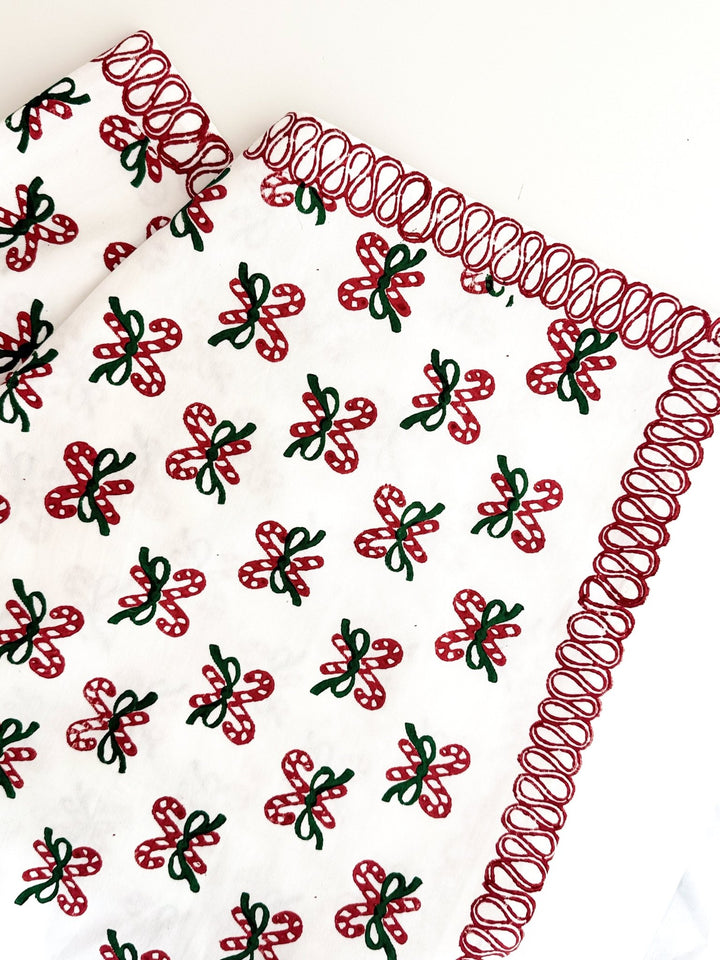 Table Throw - Candy Cane, Evergreen &amp; Red - The Mended Company