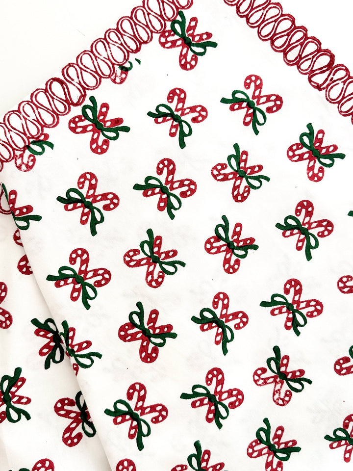 Table Throw - Candy Cane, Evergreen &amp; Red - The Mended Company