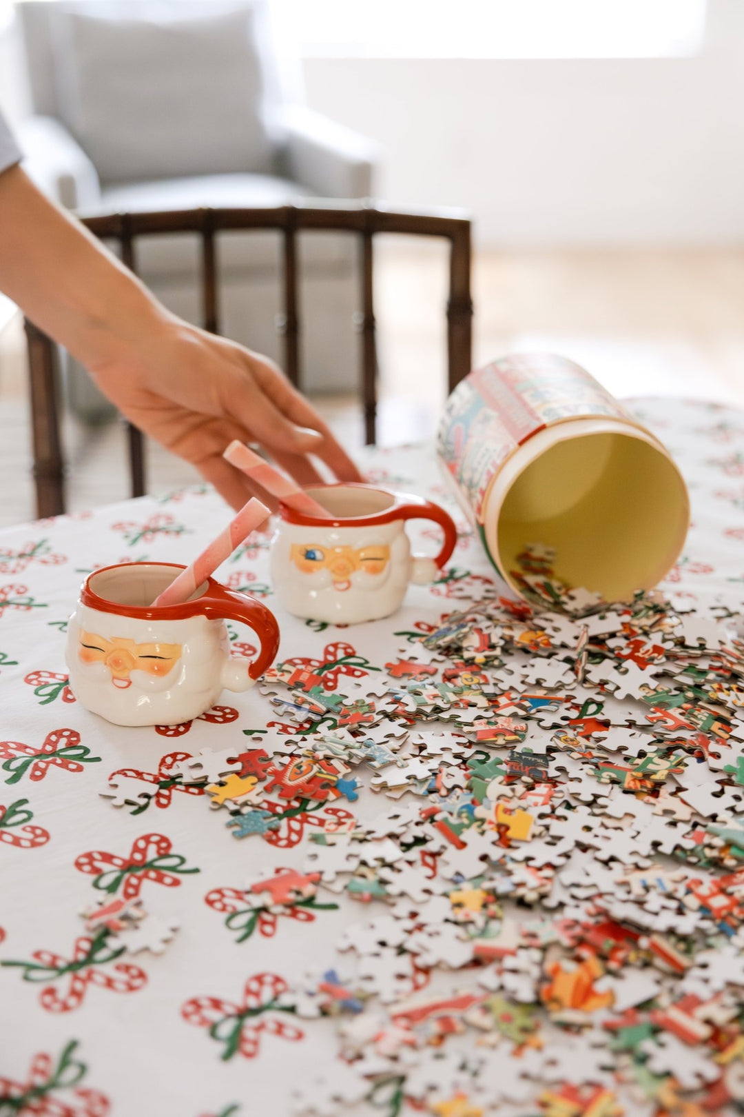 Table Throw - Candy Cane, Evergreen &amp; Red - The Mended Company