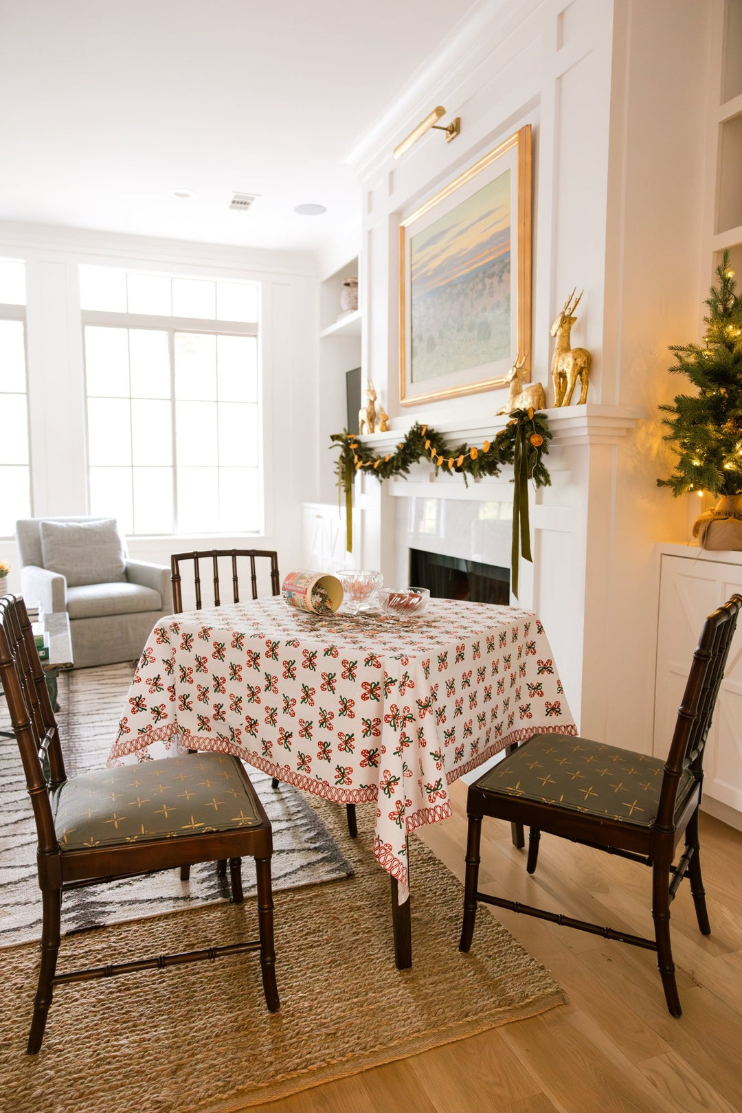 Table Throw - Candy Cane, Evergreen &amp; Red - The Mended Company