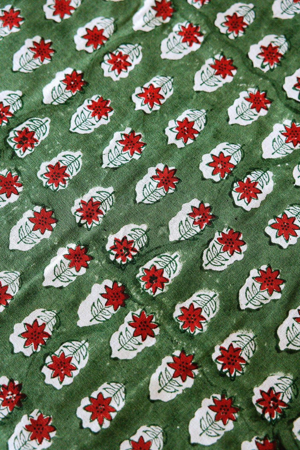 Table Throw - Christmas Lily - Sage &amp; Red - The Mended Company