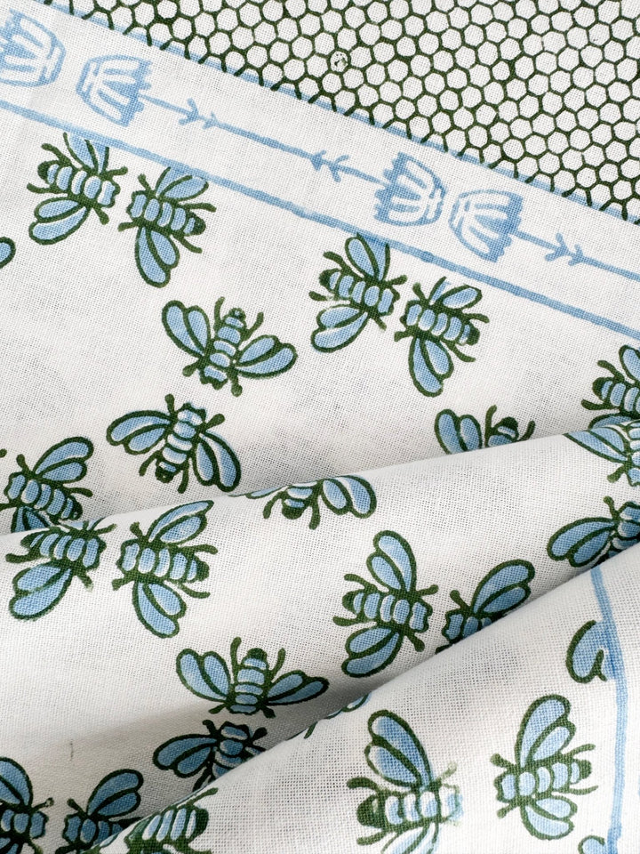 Table Throw - Honeybee - Uniform Blue &amp; Sage - The Mended Company