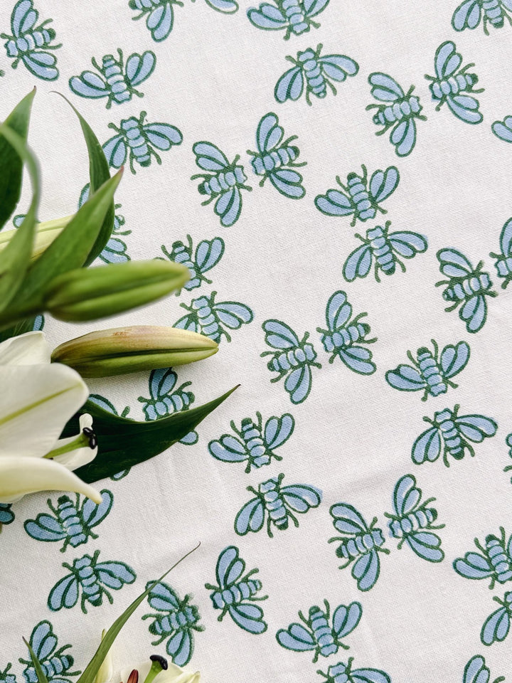 Table Throw - Honeybee - Uniform Blue &amp; Sage - The Mended Company