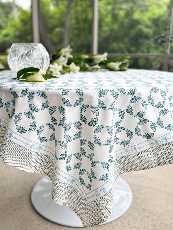 Table Throw - Honeybee - Uniform Blue &amp; Sage - The Mended Company