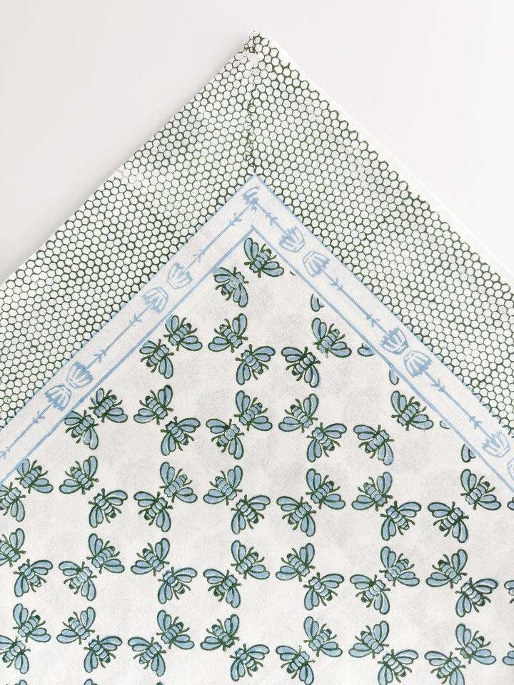 Table Throw - Honeybee - Uniform Blue &amp; Sage - The Mended Company
