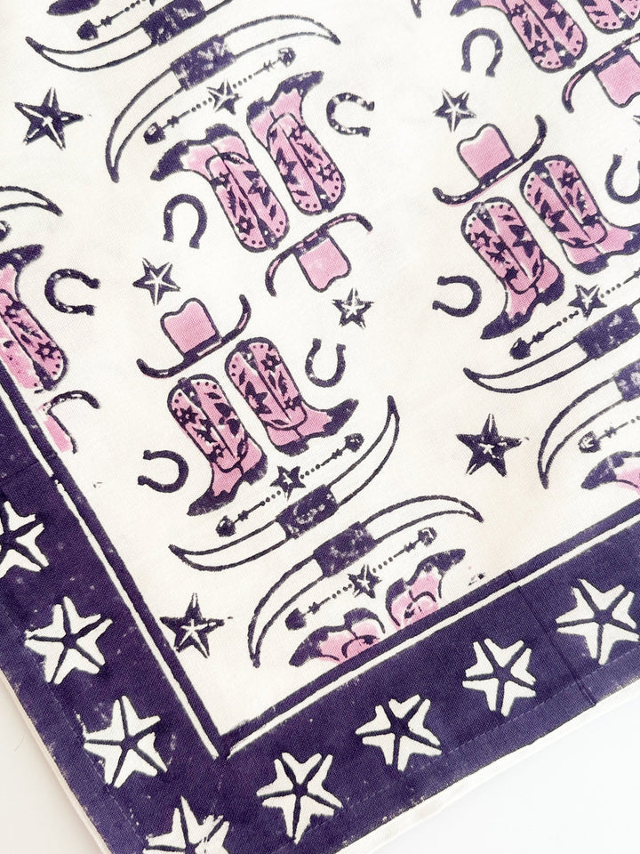 Table Throw (Ivory)- Cowgirl, Lilac &amp; Purple - The Mended Company
