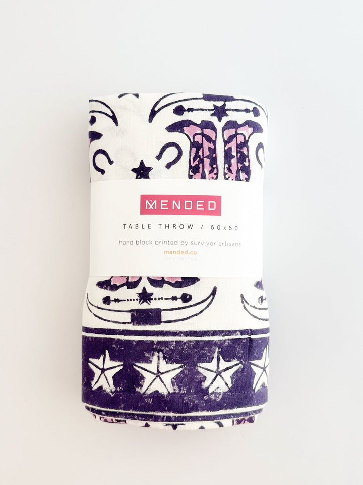 Table Throw (Ivory)- Cowgirl, Lilac &amp; Purple - The Mended Company