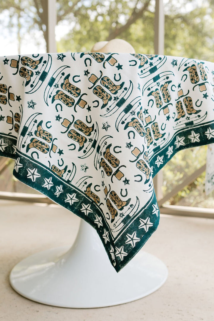 Table Throw (Ivory)- Cowgirl, Midnight &amp; Chai - The Mended Company