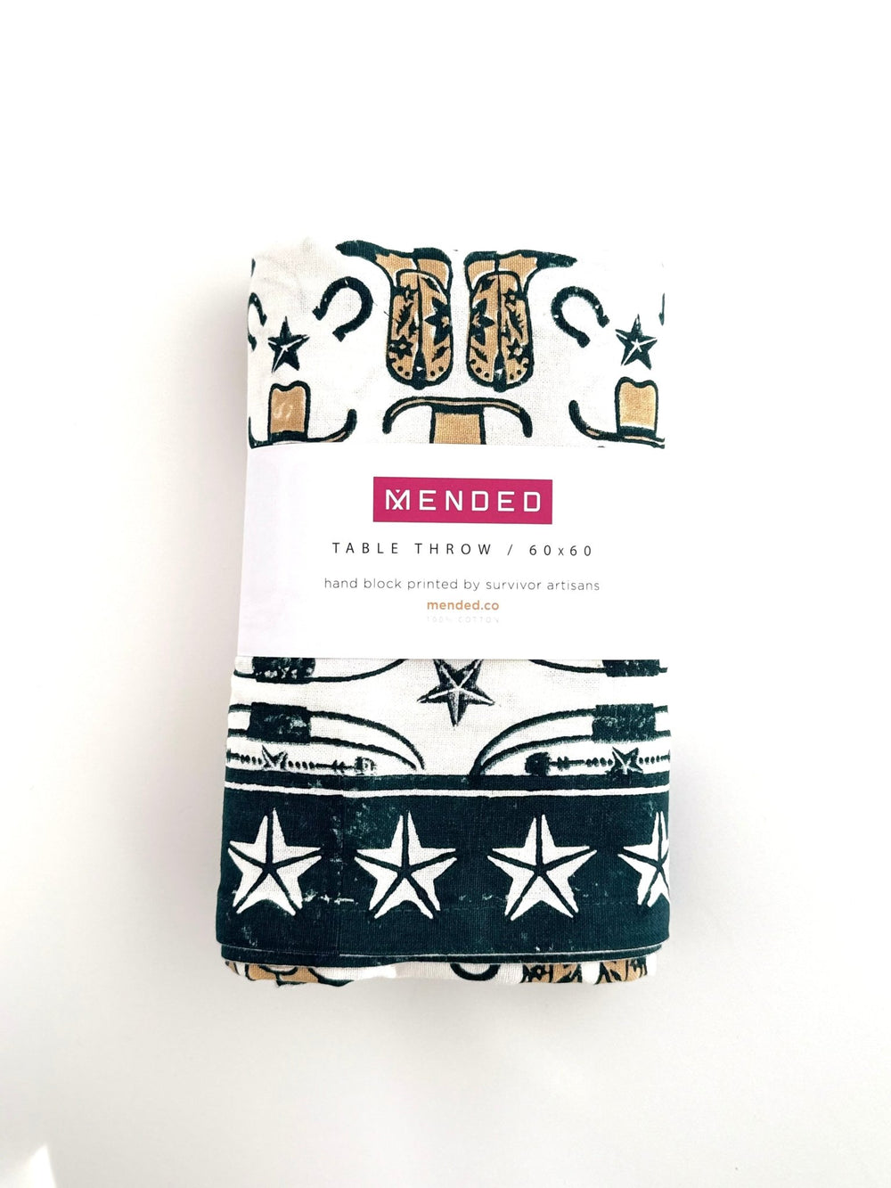 Table Throw (Ivory) - Cowgirl, Midnight & Chai - The Mended Company